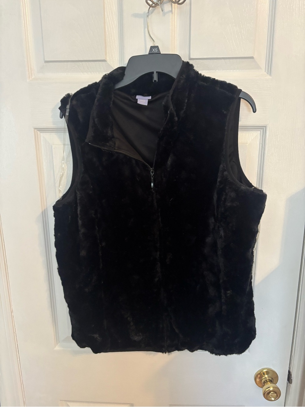 Laura Scott Black Faux Fur Jacket vest - Women's